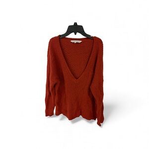 WomeDeep V-Neck Rust Sweater